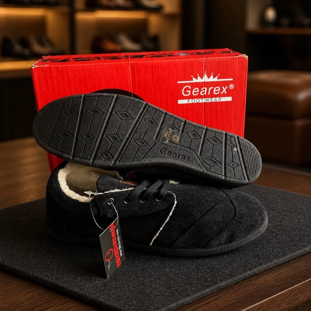 Gearex‎ Footwear GRX-403AM Black Corduroy Winter Boots Plush Lined Size 10 New